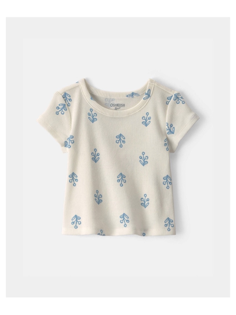 OshKosh B'gosh Baby Girl Floral Ribbed Tee - Ivory- NWT